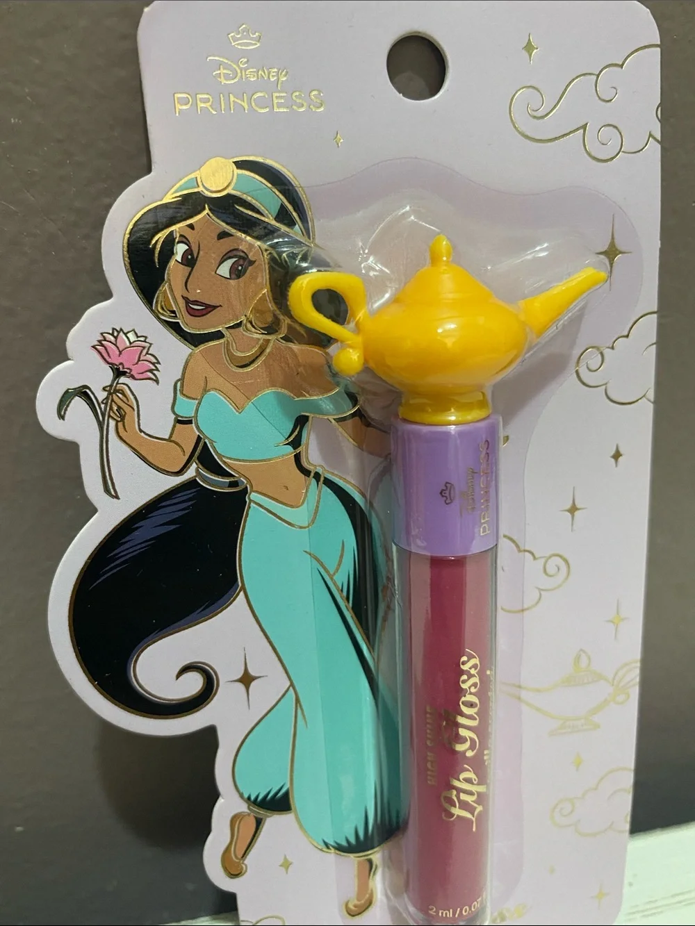 Princess Jasmine Pink Lip Gloss with Yellow Genie Lamp Cap